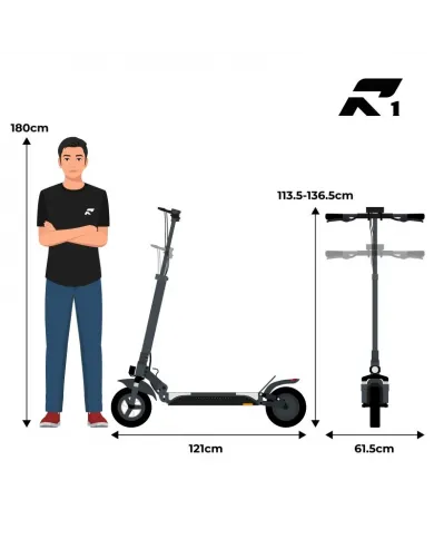Patinete eléctrico RUPTOR R1 V2 Negro| 500W 20Ah