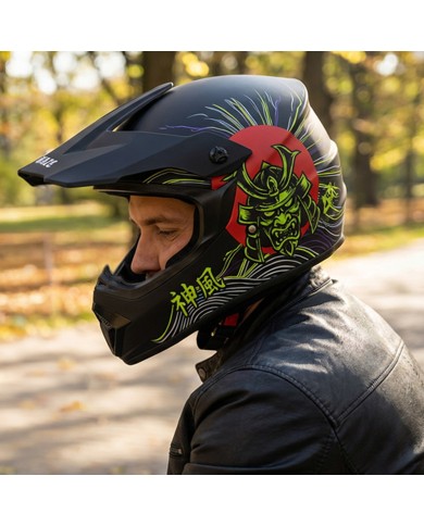 Casco integral Kamikaze Tokyo Drift para scooters, MTB y bicicletas.