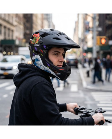 Casco de mandíbula Kamikaze RONIN Wave Black