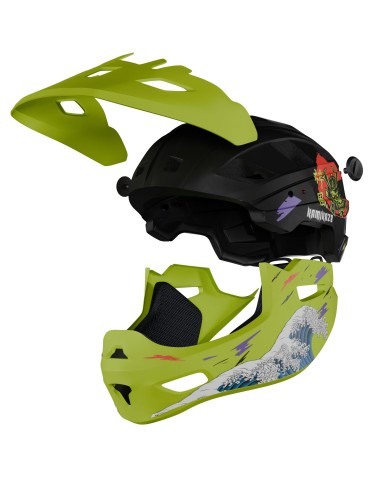 Casco de mandíbula Kamikaze RONIN Wave Green