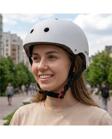 Casco MOTUS ajustable blanco talla S para bicicleta, patinete eléctrico