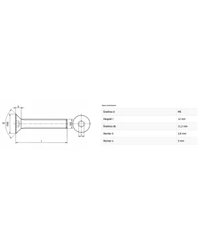 Tornillo avellanado M5x12mm