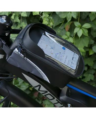 Bolsa de bicicleta Motus alforja para cuadro soporte para teléfono
