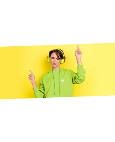 Sudadera de mujer SIVER con capucha talla M/L color verde/limón